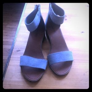 Nine West Blue Suede Ankle Strap Sandals
